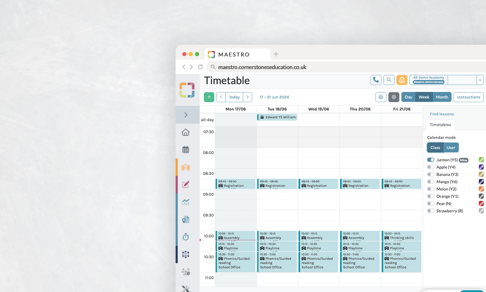 Maestro teacher timetable